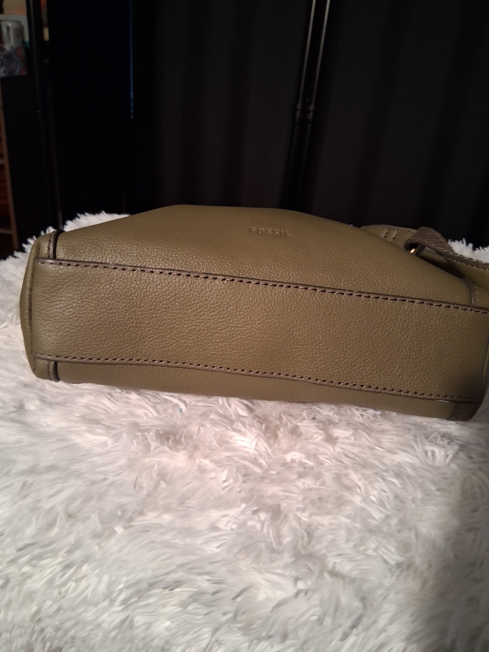 Fossil Olive Green Pebbled Leather Shoulder Bag - Picture 6 of 8
